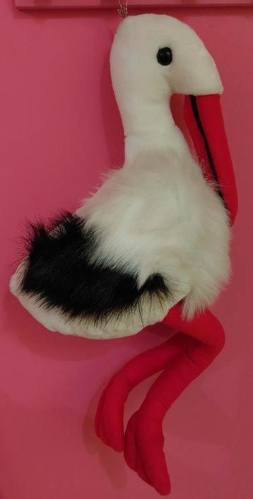 Pluchen ooievaar knuffel geboorte 50 cm, Enlèvement, Comme neuf