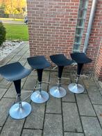4 zwarte verstelbare barkrukken met metalen voet – moderne, Huis en Inrichting, Barkrukken, Ophalen, Zo goed als nieuw