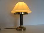 Art deco tafellamp messing voet en zware opaline kap, Antiek en Kunst, Ophalen of Verzenden
