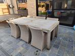 Tuinset Teak met 6 Rotan stoelen, Ophalen, Rotan, Tuinset