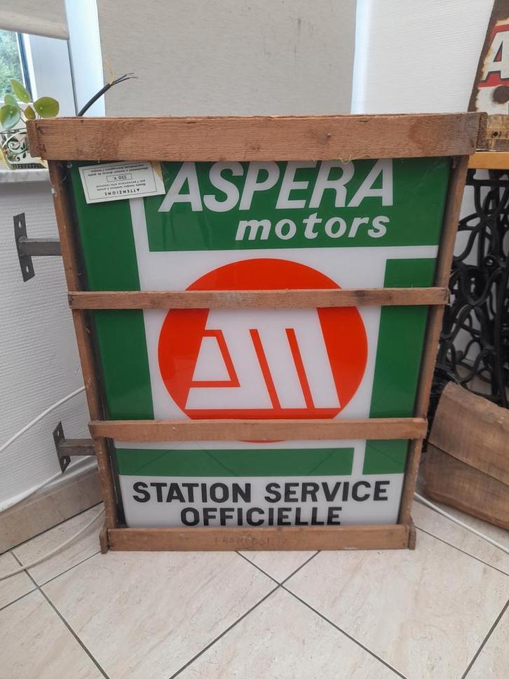 Prachtige lichtreclame aspera motors originele verpakking, Verzamelen, Merken en Reclamevoorwerpen, Verpakking, Ophalen