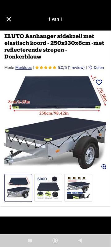 Afdekzeil aanhangwagen 250 op 130 cm nieuw, Autos : Divers, Remorques, Enlèvement ou Envoi, Comme neuf