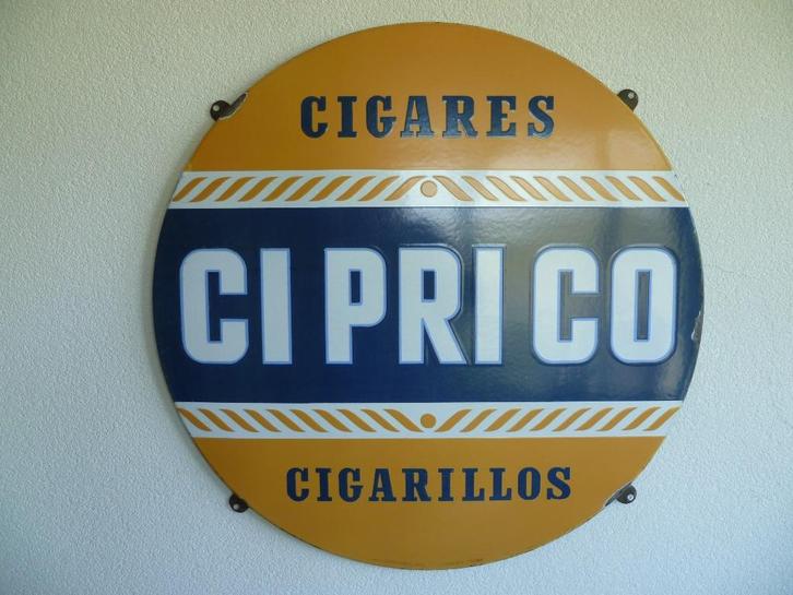 EMAILLE RECLAMEBORD"CIPRICO SIGARES-CIGARILLOS"UIT 1953, Verzamelen, Merken en Reclamevoorwerpen, Gebruikt, Reclamebord, Ophalen of Verzenden