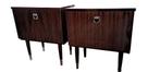 Set vintage nachtkastjes mid. century palissander fineer, Gebruikt, Ophalen of Verzenden, 45 tot 65 cm, Minder dan 55 cm