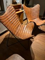 2 mooie interieurstoelen in cognackleur, Ophalen, Kunststof, Twee, Bruin