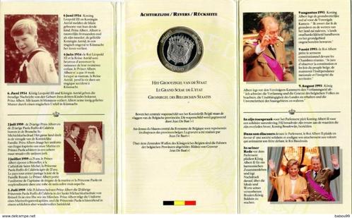 zilveren herdenkingsmedaille koning Boudewijn + Albert II, Verzamelen, Koningshuis en Royalty, Nieuw, Postzegel(s) of Munt(en)