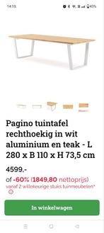 pagino teak tuinmeubel, wit metaal onderstel, Huis en Inrichting, Ophalen, Nieuw, Metaal
