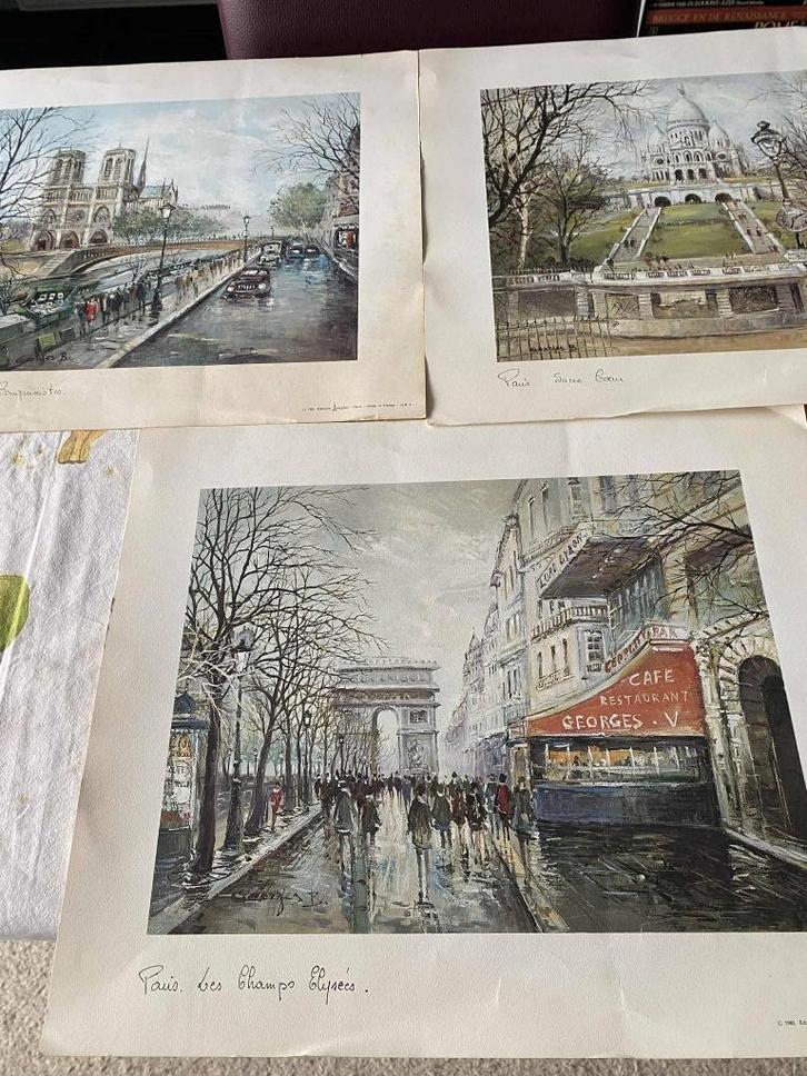 3 Parijse prenten, Verzamelen, Foto's en Prenten, Zo goed als nieuw, Prent, 1980 tot heden, Ophalen