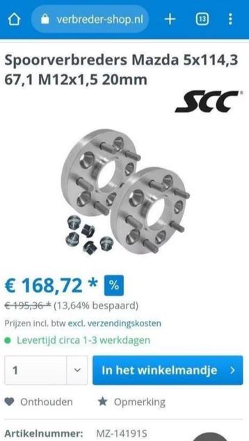 scc spoorverbreders mazda 5x114.3 67.1M12x1.5 20mm