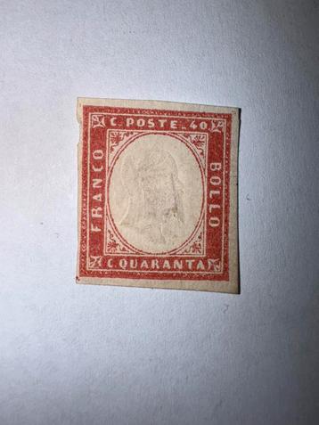 timbre ancien 40 centesimi rouge franco bollo sardaigne 1855, Enlèvement ou Envoi