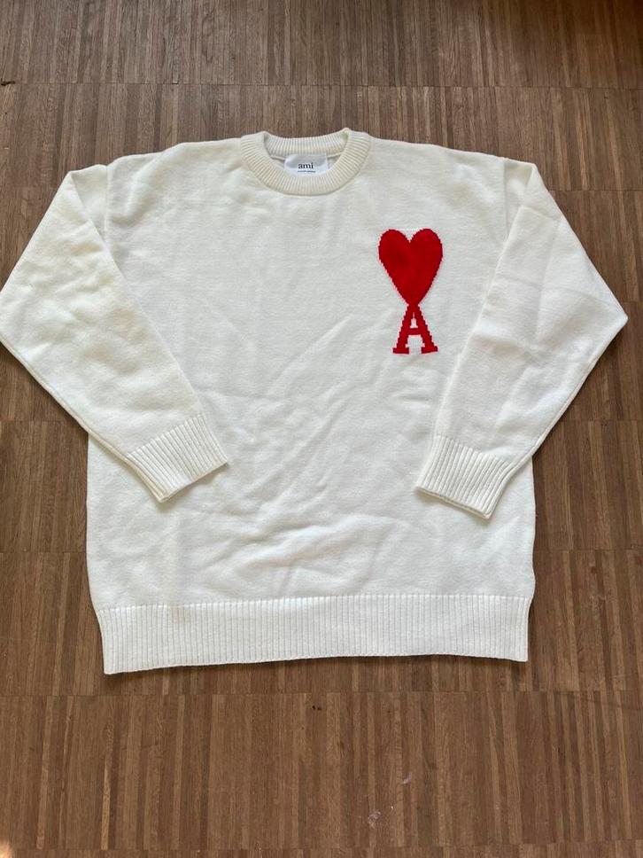 Ami paris trui wit, Kleding | Heren, Truien en Vesten, Zo goed als nieuw, Maat 48/50 (M), Rood, Ophalen of Verzenden