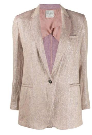 FORTE-FORTE; iriserende roze linnen blazer, 42.