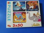 puzzels disney aladdin 3x50 stuks nieuw van mb, Nieuw, Ophalen of Verzenden