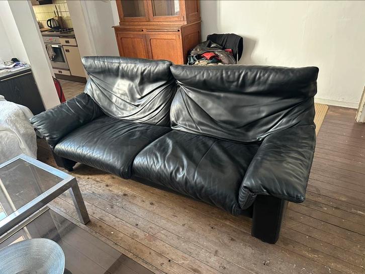 Zwarte lederen zetel set kleine prijs, Huis en Inrichting, Zetels | Zetels, Ophalen