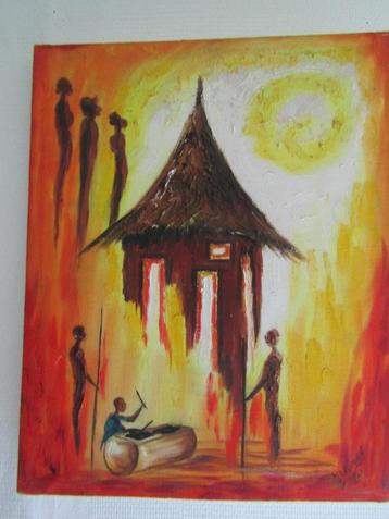 Schitterend Afrikaans schilderij, gesigneerd aan de rechterk beschikbaar voor biedingen
