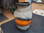 Lava vaas W.- Germany oranje, bruin, grijs 31 cm hoog, Antiek en Kunst, Ophalen of Verzenden