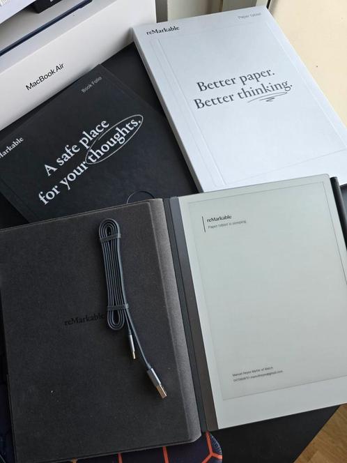 reMarkable 2 + leder cover + Marker Plus, Computers en Software, Tekentablets, Zo goed als nieuw, Ophalen