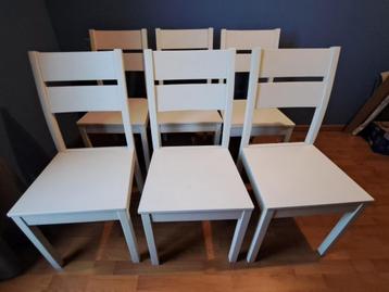 6 eiken stoelen, Enlèvement, Comme neuf, Blanc, Bois
