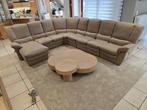 Grote modulaire en verstelbare hoekbank in beige leer, Ophalen, 250 tot 300 cm, Gebruikt, Overige maten