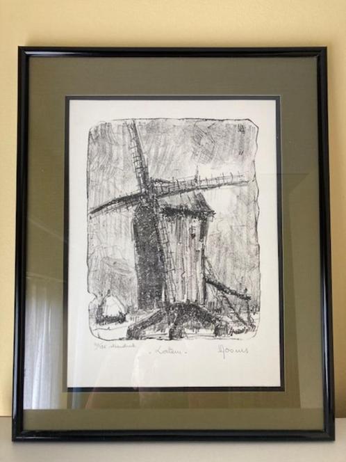 Lithographie originale du moulin de St-Martens Latem, Antiquités & Art, Art | Lithographies & Sérigraphies, Enlèvement