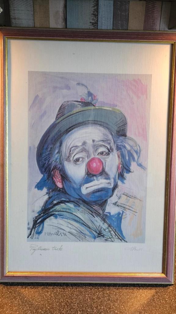 Cadre Magnifique reproduction du clown triste, Maison & Meubles, Accessoires pour la Maison | Cadres, Neuf, Enlèvement