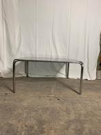 SALONTAFEL CHROOM GLAS, Huis en Inrichting, Tafels | Salontafels, Ophalen, Gebruikt, 50 tot 100 cm, Vierkant