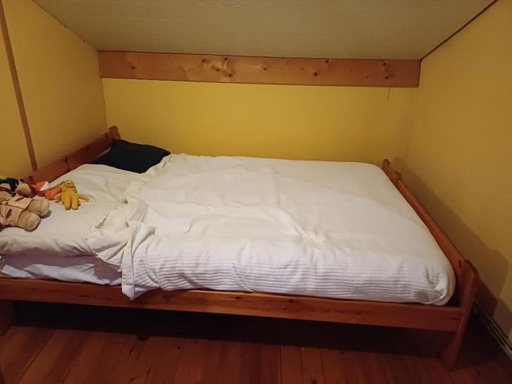 Bed met lattenbodem, Maison & Meubles, Chambre à coucher | Lits, Utilisé, Deux personnes, 140 cm, 200 cm, Bois, Enlèvement