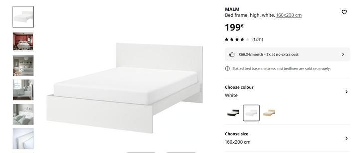 bed, Maison & Meubles, Chambre à coucher | Lits, Utilisé, Deux personnes, 180 cm, 210 cm, Autres matériaux, Blanc, Enlèvement ou Envoi