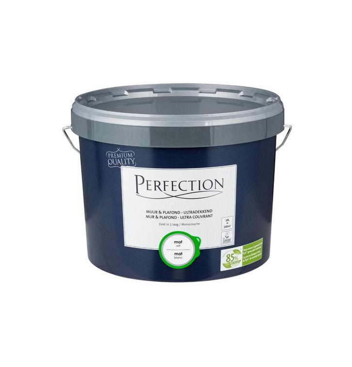 Perfection Muurverf hoog kwaliteit, Doe-het-zelf en Bouw, Verf, Beits en Lak, Zo goed als nieuw, Verf, Wit, Verzenden