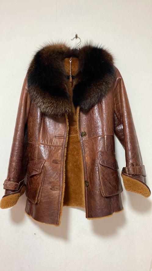 Echte leer en pels jas, Kleding | Dames, Jassen | Winter, Maat 36 (S), Ophalen