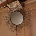 Vintage metalen spiegel met strass-steentjes, Zonspiegel, Ophalen of Verzenden, Gebruikt