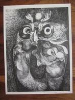 Willem Litho Hibou Chouette rapace oiseau 1980 gravure, Antiquités & Art, Enlèvement ou Envoi