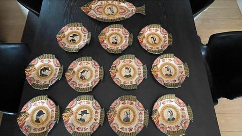 Zeldzame set Quimper visborden – handbeschilderd, Antiek en Kunst, Antiek | Servies compleet, Ophalen