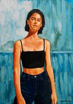 "Southern Girl" Groot schilderij, Antiek en Kunst, Verzenden