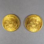 2 stuks 20 dollar goud, Goud, Losse munt, Verzenden, Noord-Amerika