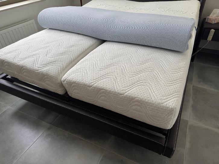 Electr. beddenbodem  2x0,80 BR.'1,60 m.L x 2 matrassen +++, Maison & Meubles, Chambre à coucher | Matelas & Sommiers, Comme neuf