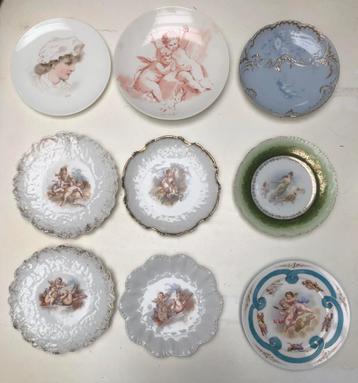 LOT - 9 antieke borden - thema engeltjes / ref 41 beschikbaar voor biedingen