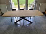 Massief eiken eetkamertafel met metalen spinpoot 220x100cm, Ophalen, 100 tot 150 cm, Eikenhout, 200 cm of meer