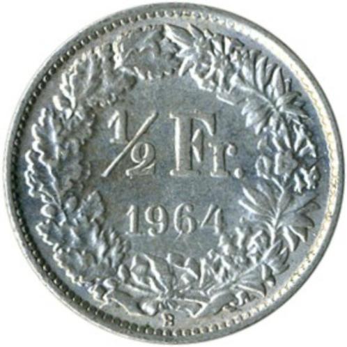 Suisse ½ franc, 1964 Pièce en argent (0,835) 2,5g, Timbres & Monnaies, Monnaies | Europe | Monnaies non-euro, Monnaie en vrac