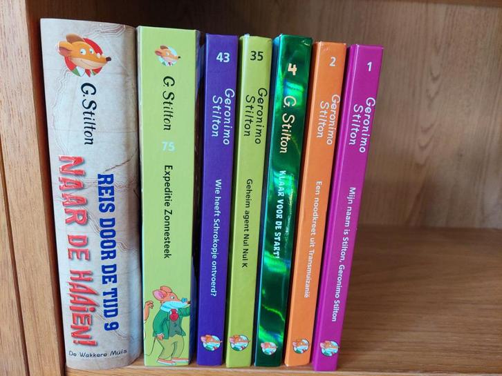 Geronimo Stilton: 1, 2, 4, 35, 75 & Reis door de tijd 9, Boeken, Kinderboeken | Jeugd | onder 10 jaar, Gelezen, Fictie algemeen