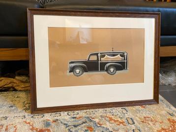 Auto ontwerp jaren 1950 origineel gouache lijkwagen beschikbaar voor biedingen