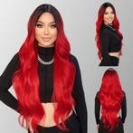 Gothic pruik met superlang helder rood haar met slagen, Verzenden, Nieuw, Pruik of Haarverlenging