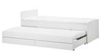 Bed + matras + toppermatras, Ophalen, 90 cm, Eenpersoons, Wit