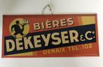 Panneau publicitaire bières De Keyser & Co Renaix, Collections, Panneau, Plaque ou Plaquette publicitaire, Enlèvement ou Envoi