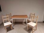 Table + 4 chaises + 4 coussins, Maison & Meubles, Tables | Tables à manger, Quatre personnes, Comme neuf, 100 à 150 cm, Enlèvement