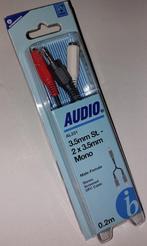 Male Jack 3,5 mm Stereo naar Dual Mono Fe Adapter, Ophalen of Verzenden, Nieuw, Overige kabels
