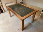Table en chêne avec incrustations de marbre, Comme neuf, 100 à 150 cm, Autres matériaux, Rectangulaire