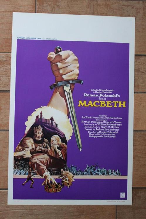 filmaffiche Roman Polanski Macbeth 1971 filmposter, Verzamelen, Posters, Zo goed als nieuw, Film en Tv, A1 t/m A3, Rechthoekig Staand