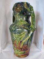 Art nouveau vaas in Vlaams aardewerk get VH 41 cm, Antiek en Kunst, Ophalen of Verzenden