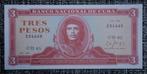 Bankbiljet 3 Pesos Cuba 1988 UNC, Postzegels en Munten, Setje, Ophalen of Verzenden, Overige landen